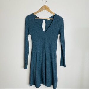 Hollister Co. Grey Ribbed V Neck Longsleeve Dress
